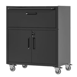 Sturdy Metal Tool Cabinet With Wheels For Garage And Gray Heavy Duty Storage With 1 Drawer And 2 Locking Doors - White