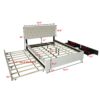Queen Bed With Pull Out Trundle & Storage Drawers, No Box Spring Required, Space Saving Design - Beige - Image 3