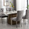Nikki - Modern, High-End Tufted Solid Wood Contemporary Velvet Upholstered Dining Chair With Chrome Stainless Steel Plating Legs, Nailhead Trim (Set of 2) - Gray / Chrome - Image 15