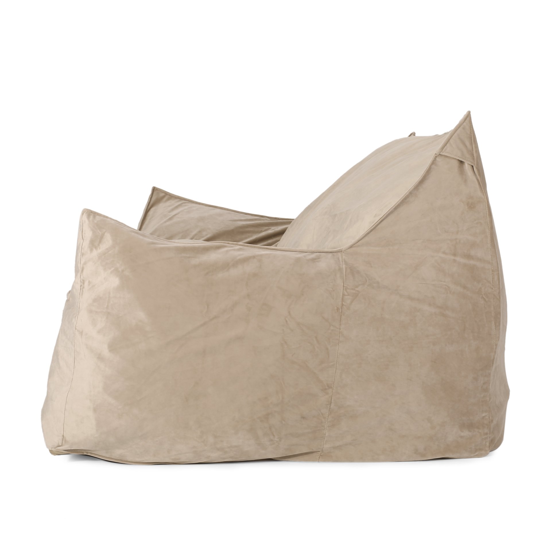 Fila - Velveteen 2 Seater Oversized Bean Bag Chair With Armrests - Taupe - Image 6