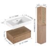 Contemporary Wall Mounted Bathroom Vanity With Resin Sink And 2 Side Cabinet - Imitative Oak - Image 3