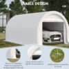 Outsunny - 10' x 16' Carport, Heavy Duty Portable Garage Storage Tent With Large Zippered Door, Anti-Uv Pe Canopy Cover For Car, Truck, Boat, Motorcycle, Bike, Garden Tools, Outdoor Work - White - Image 6