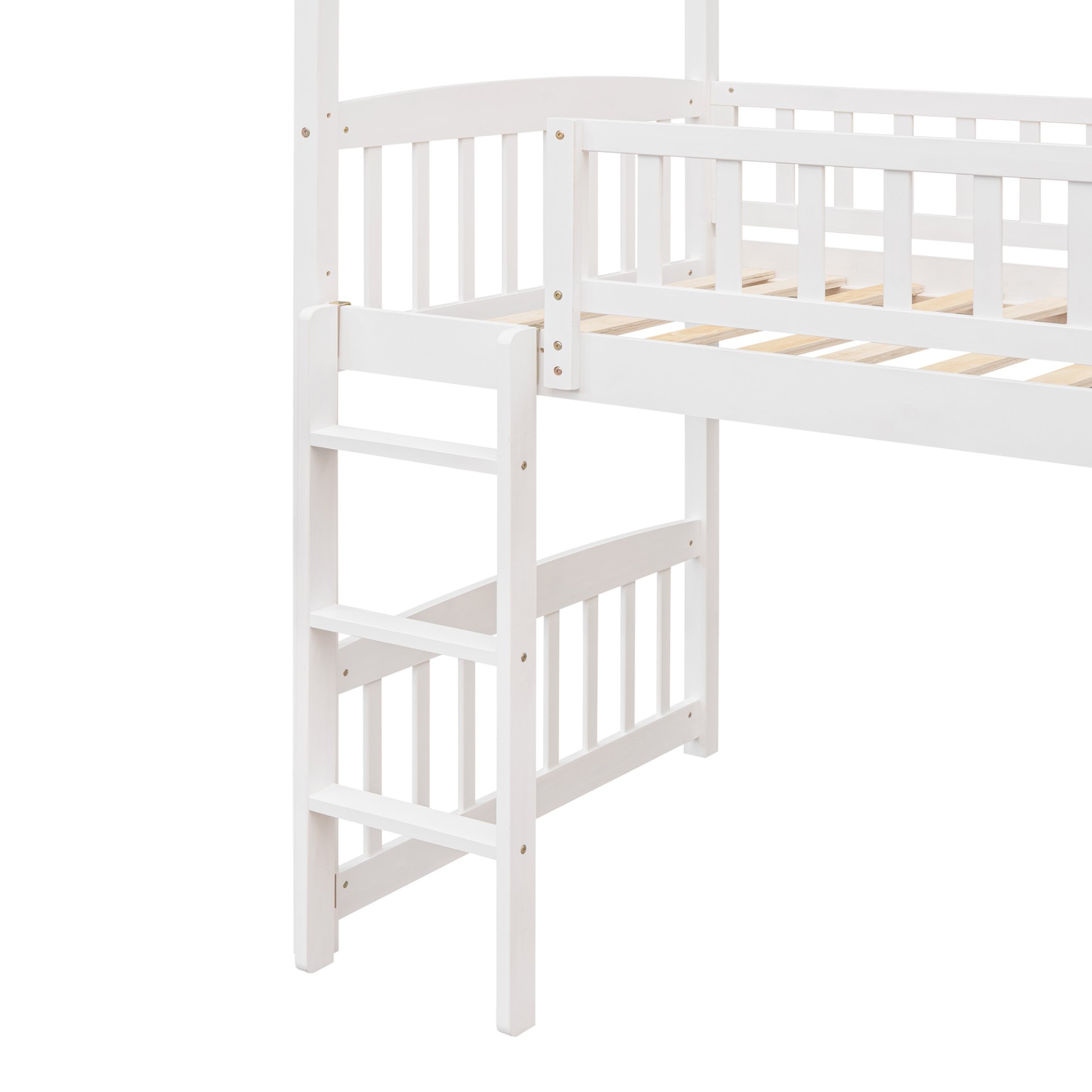 Twin House Loft Bed With Slide - White - Image 10