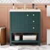 Transitional Style Bathroom Vanity Cabinet Combo With Ceramic Sink - Green - Image 23
