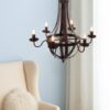 6 Light Metal Chandelier, Hanging Light Fixture With Adjustable Chain For Kitchen, Bulb Not Included - Black - Image 9