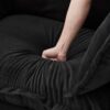 Modern Armchair Sofa Cozy Upholstered Sofa Chair With Movable Ottoman Chenille, Wide Seat & Curved Armrests - Black - Image 19