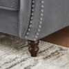 Chesterfield Velvet Upholstery Fabric Sofa With Roll Armrest & Nailhead, 3 And 2 Seater - Gray - Image 14