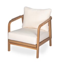 Outdoor Lounge Chair With Woven Backrest, Solid Wood Frame, Comfortable Cushions - Teak