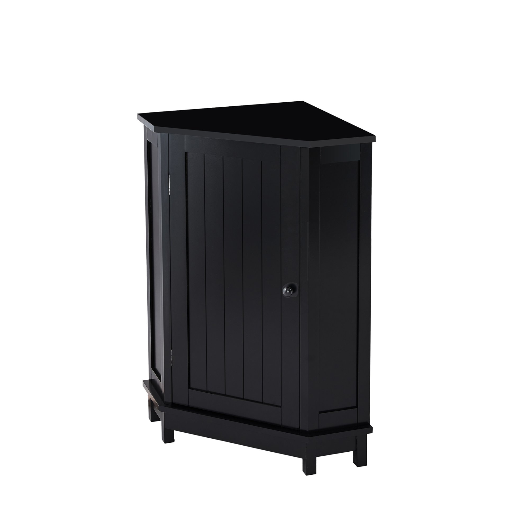 Bathroom Cabinet Triangle Corner Storage Cabinet With Adjustable Shelf Modern Style - Black - Image 19
