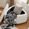 Upholstered Storage Ottoman Set With Metal Legs Coffee Table With Reversible Lid - Ivory - Image 10