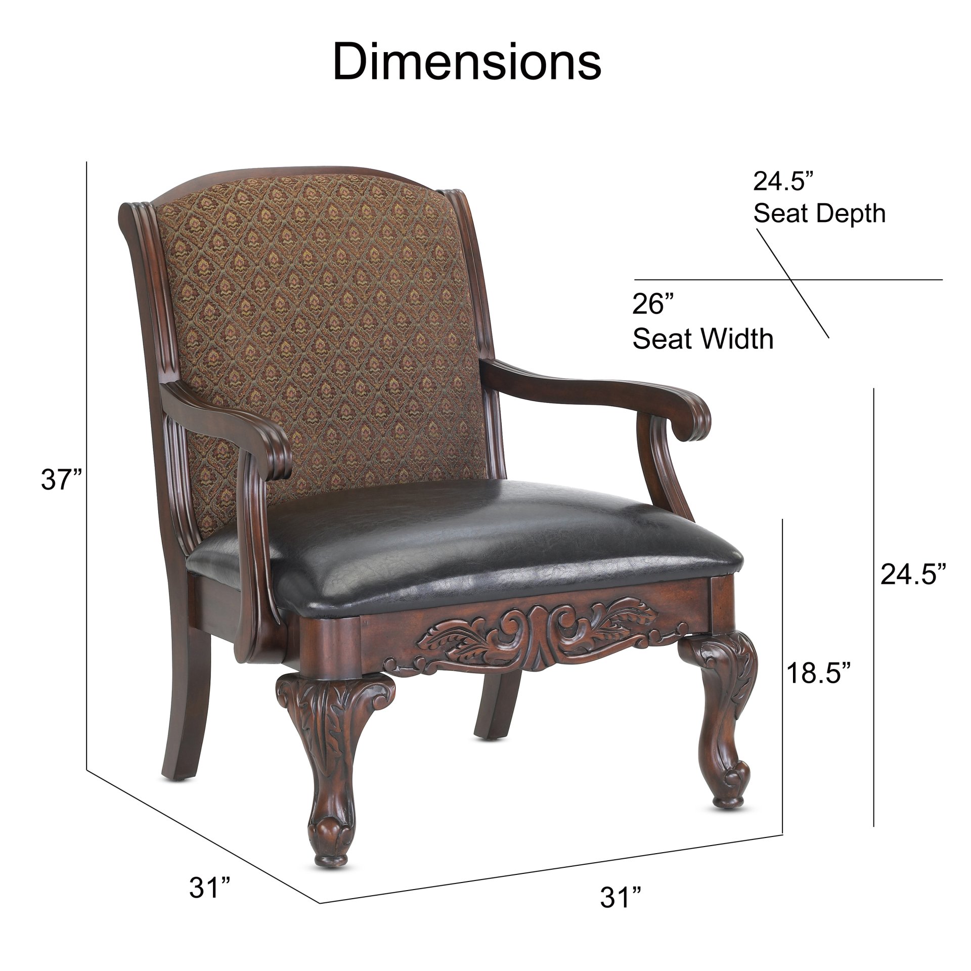 Lucille - Arm Chair, Jacquard Fabric Back - Brown - Image 3