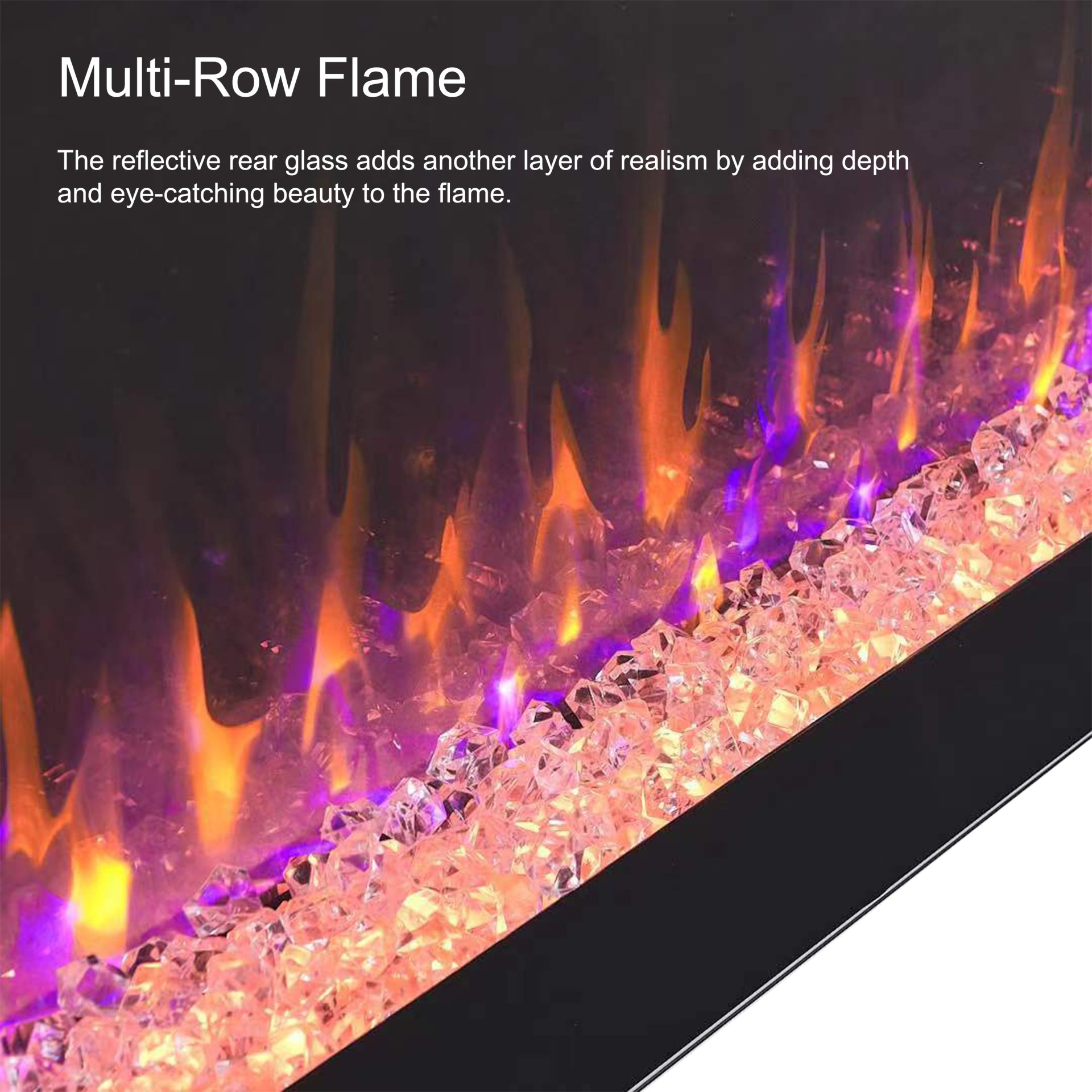 60" Electric Fireplace, Recessed And Wall Mounted Fireplace - Antique Black - Image 4