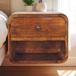 Mini Curve Floating Nightstand - Chestnut