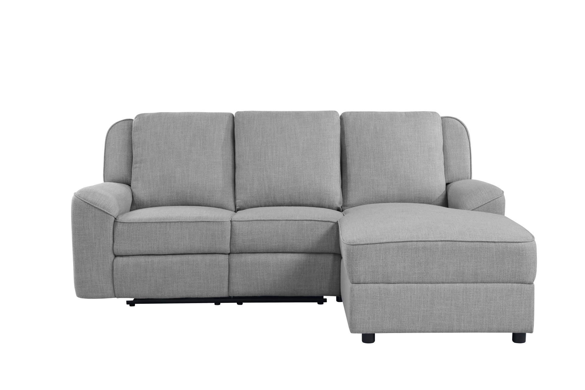 Destiny - Linen Sectional Sofa With Dropdown Table - Gray - Image 4