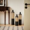Floor Metal Vases Decorated Metal Vases (Set of 3) Gorgeous Home Decoration Large Glazed Metal Vases - Black / Gold - Image 9