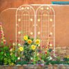 2 Pack Metal Garden Trellis Rustproof Trellis For Climbing Plants Outdoor Flower Support - Cream White - Image 9