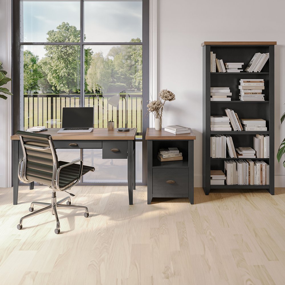 Essex - High 5 Shelf Bookcase - Black, Whiskey - Image 4