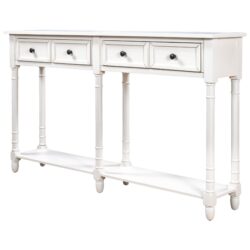 Hearth & Haven Daniel - Console Table With 2 Storage Drawers And Bottom Shelf For Living Room Entryway - Ivory