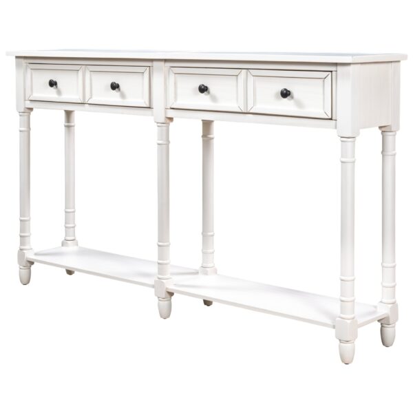 Hearth & Haven Daniel - Console Table With 2 Storage Drawers And Bottom Shelf For Living Room Entryway - Ivory
