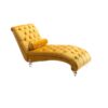 Velvet Button Tufted Upholstered Chaise Lounge Chair With Pillow For Bedroom Living Room Office - Mustard - Image 12