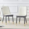 Modern Dual Tone Dining Chair With Backrest And Metal Legs (Set of 2) - White / Gray - Image 2