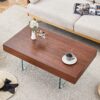 Coffee Table With Tempered Glass Legs.Density Board Sticker, Reinforced Glass Legs - Walnut - Image 4