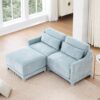 Elegant 2 Seater Sofa With Ottoman And Lumbar Pillows Chenille High Quality Wood And Sponge - Sky Blue - Image 3