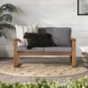 Contemporary Solid Acacia Wood Loveseat With Cushions - Brown - Image 3