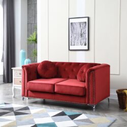 Elegant Contemporary Loveseat - Burgundy