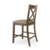 Farmhouse Style Upholstered Wood Counter Stools (Set of 2) With X Back Frame - Brown - Image 6
