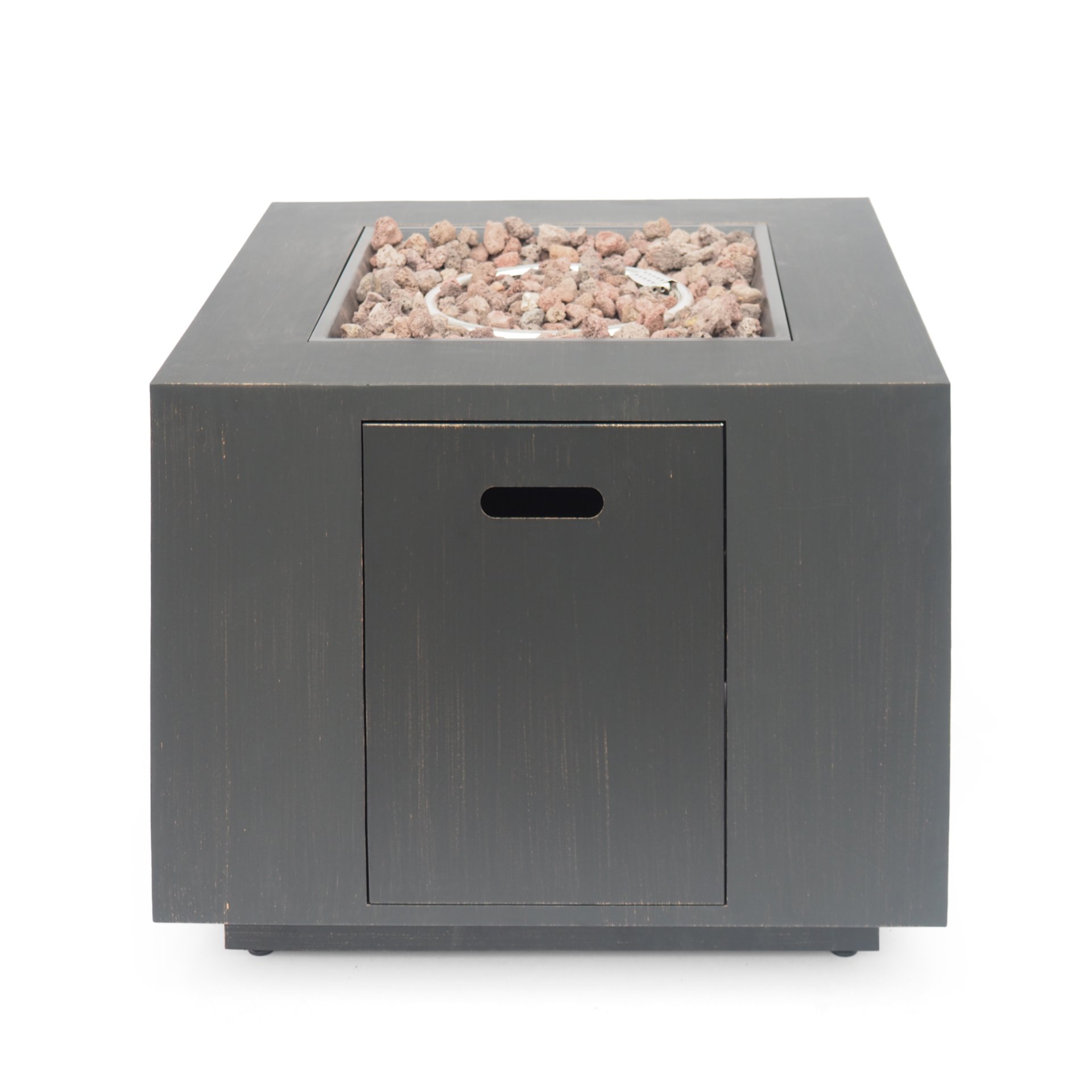 Outdoor Iron Square Propane Fire Pit With Tank Space - Brushed / Brown - Image 12