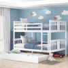Full Over Full Bunk Bed With Twin Size Trundle And Ladder - White - Image 8
