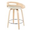 Cassis - Mid-Century Modern Fixed Height Counter Stool With Swivel With Round Footrest (Set of 2) - Natural / Cream - Image 4