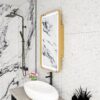 Rectangle Medicine Cabinet Mirror Bathroom Mirror With Storage Wall Mounted Medicine Mirror Cabinet With LED - Gold - Image 7