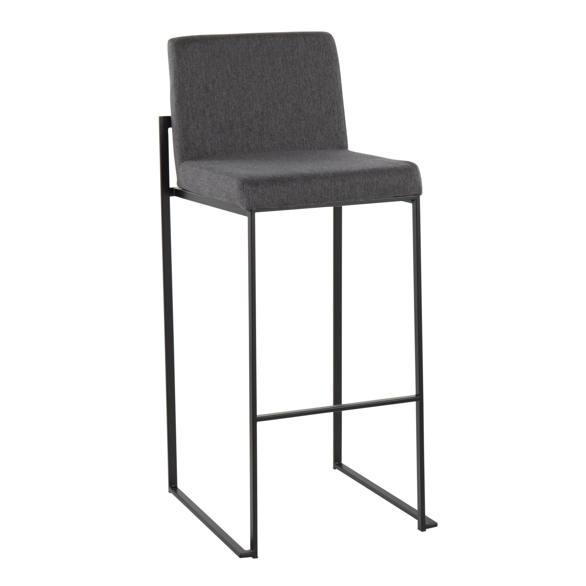 Fuji - Contemporary High Back Barstool (Set of 2) - Black / Charcoal - Image 2