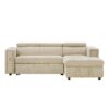 Multi-Functional Pull-Out Sofa Bed L-Shape Sectional Sofa With Adjustable Headrest, Wireless Charging, Cup Holders And Hidden Storage For Living Room - Beige - Image 10