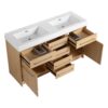 Original 60" Freestanding Bathroom Vanity With Double Resin Sink Soft Closing Doors & Drawers Plywood - Oak - Image 13