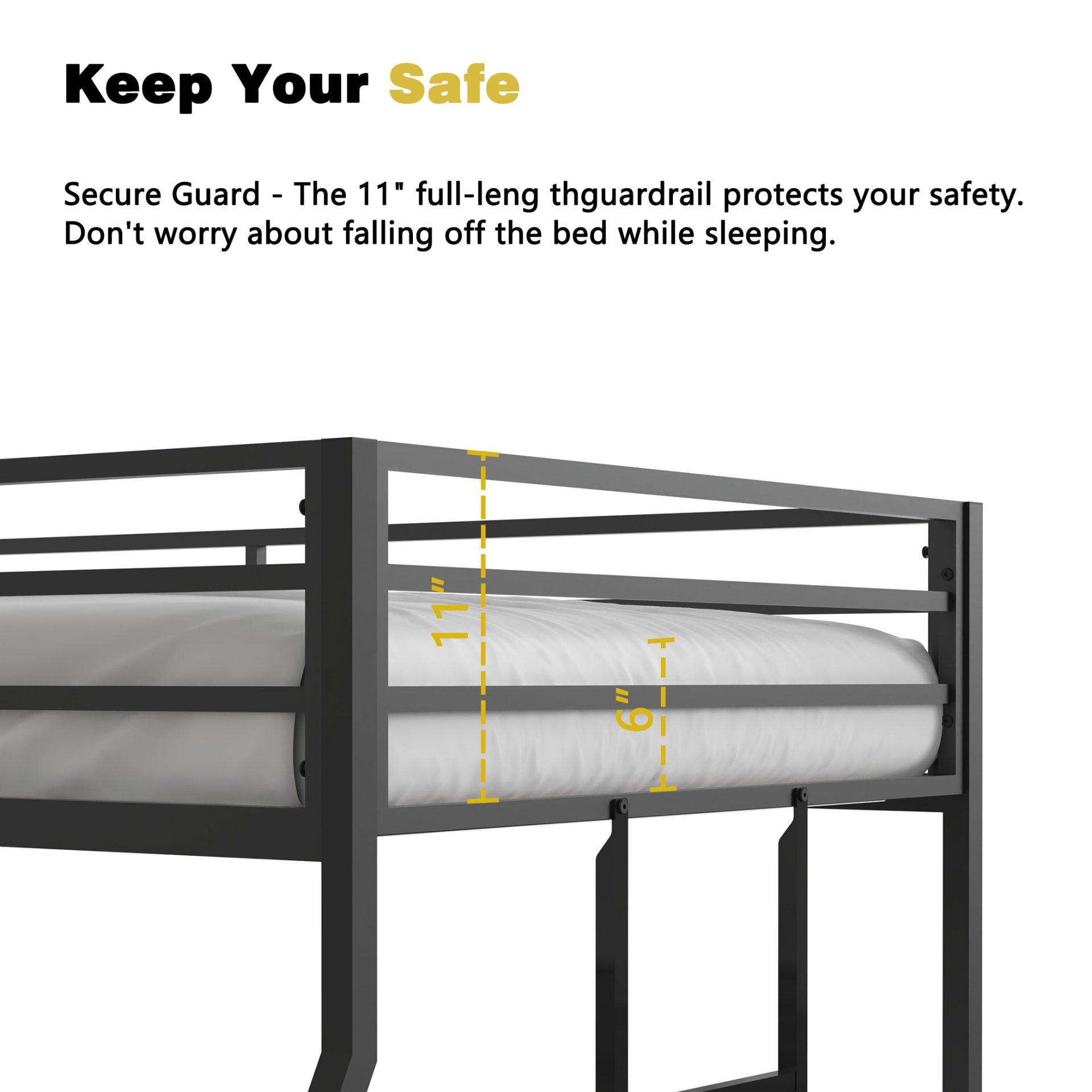 Adam - Twin Over Full Metal Bunk Bed - Black Metal - Image 8