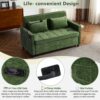 Convertible Loveseat Sofa Bed With Adjustable Backrest USB Ports Phone Holder Side Pockets Chenille - Green - Image 7