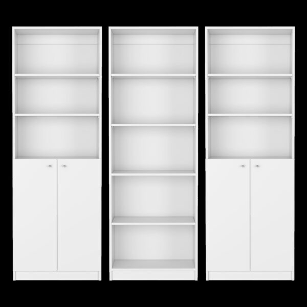 Salina - 3 Piece Living Room Set With Bookcases, Spacious Design - White