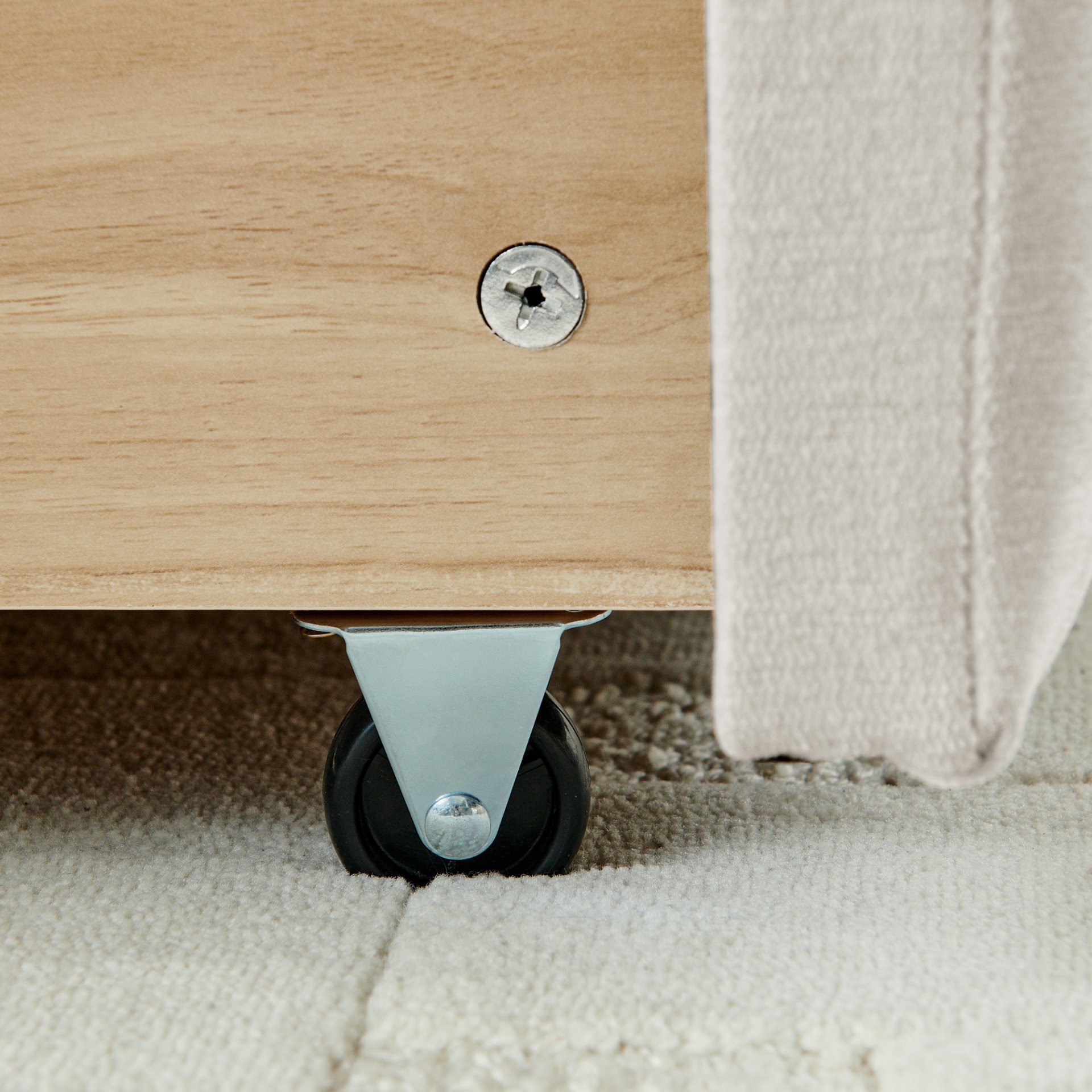 Modern King Size Upholstered Bed With Storage Drawer Solid Frame - Beige - Image 13