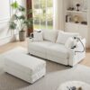 Modern Style Loveseat Sofa Sectional Sofa Couch With Storage Space, A Movable Ottoman, Two USB Ports, Two Cup Holders, A Phone Holder For Living Room - Beige - Image 2