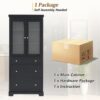 Freestanding Tall Bathroom Cabinet With Adjustable Shelves, Drawers, Soft Close Glass Doors - Black - Image 10