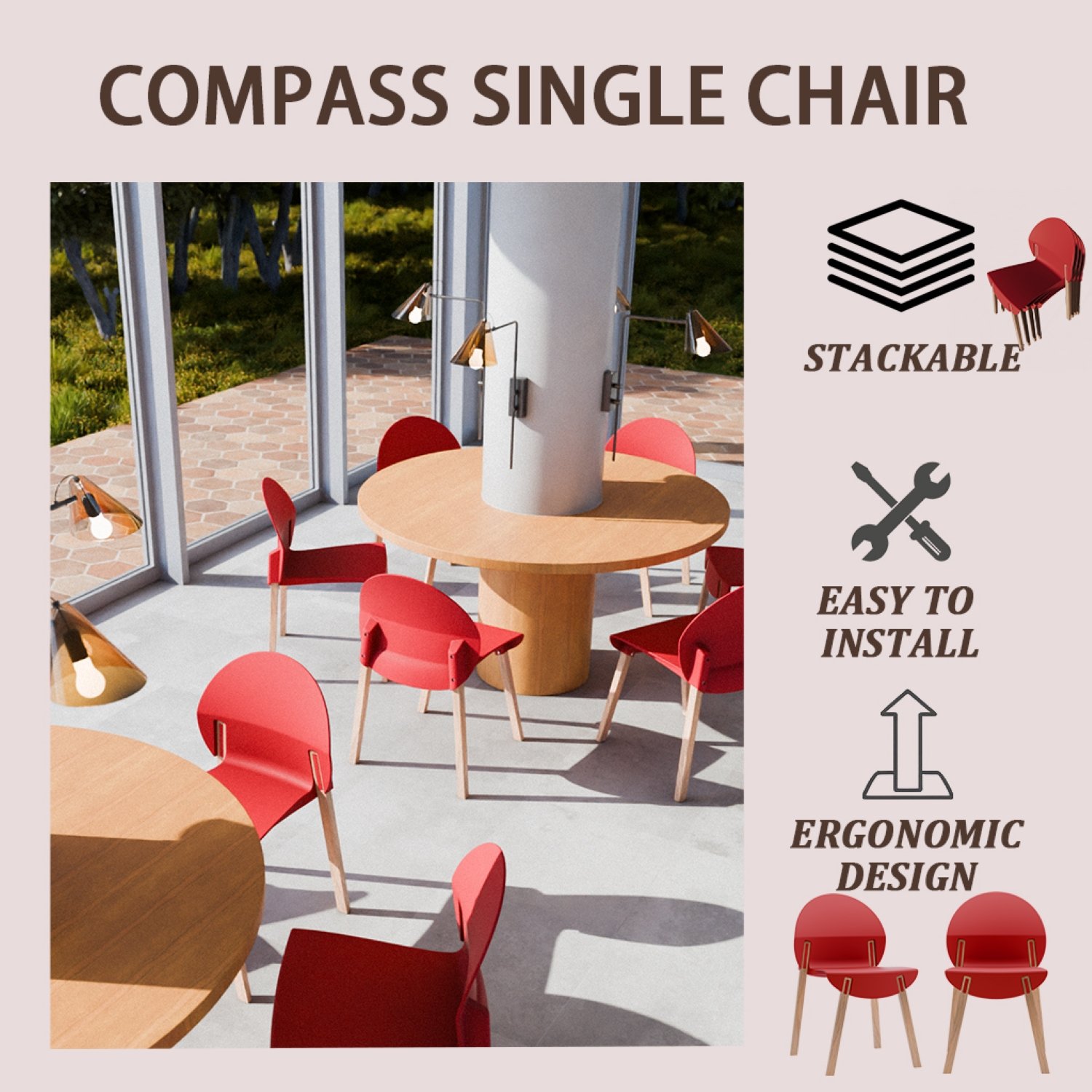 4 Piece Set Of Single Chairs With A Design Combining Modern And Traditional Elements, Durable And Comfortable - Crimson - Image 13
