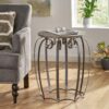 Modern Industrial End Table With Mango Wood Top And Iron Frame - Gray - Image 5