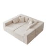 Corduroy Modular L Shaped Sectional Sofa, Luxury Floor Couch Set, 4 Piece Free Combination - Beige - Image 22