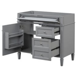 Bathroom Vanity Without Top Sink, Modern Bathroom Storage Cabinet With 2 Drawers And A Tip-Out Drawer, Frame (Not Include Basin Sink) - Gray