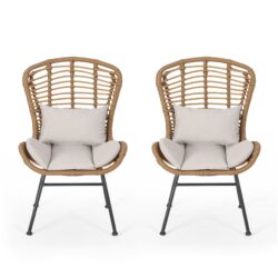 Calypso - Outdoor Chair With Water Resistance Cushion And Iron Frame - Beige