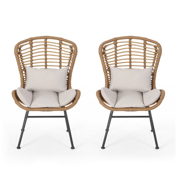 Calypso - Outdoor Chair With Water Resistance Cushion And Iron Frame - Beige