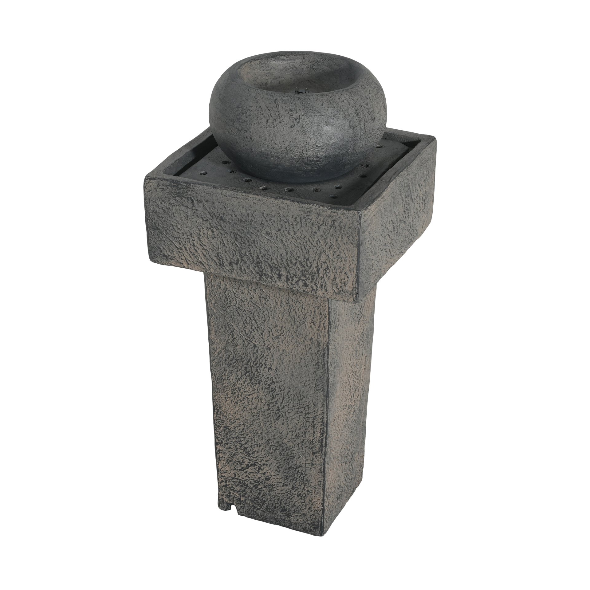 Minimalist Column Fountain With LED Lighting, Outdoor Decor For Patio, Porch And Garden - Gray - Image 7